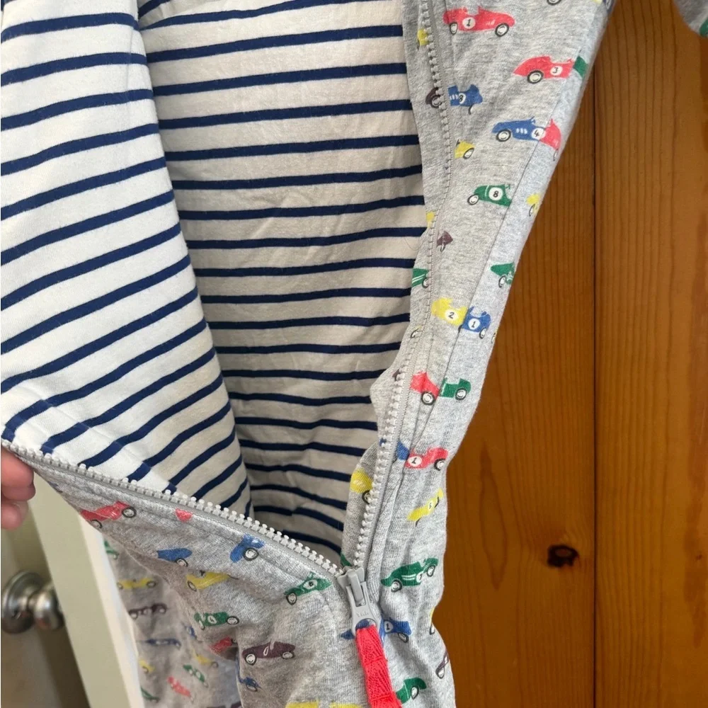 Baby Boden Gray Car Print Kids Winter Bunting Footie